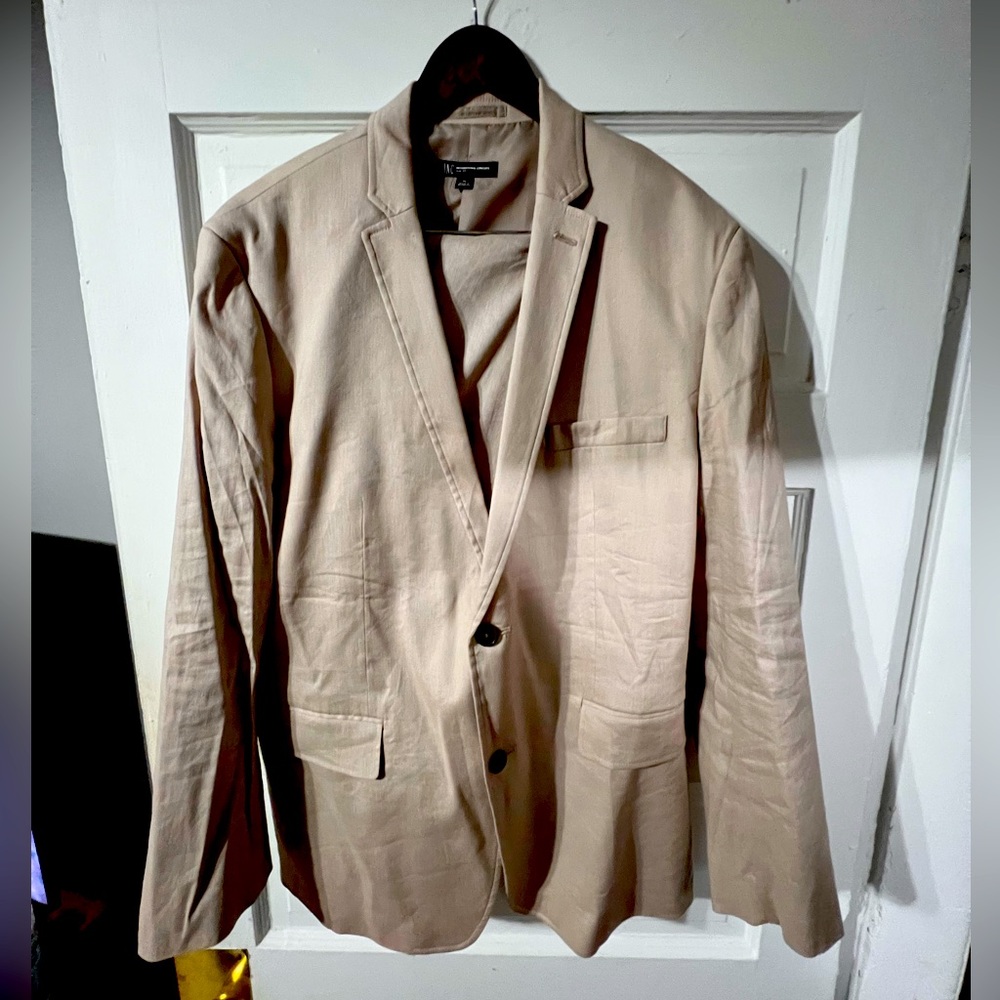 I.N.C. Men's Slim-Fit Stretch Linen Blazer, XL Jacket and 38 x 32 Men’s Pants